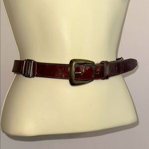Vintage‎ 1997 Fossil Brown Leather Belt with Gold Buckle & Gold Embellishments